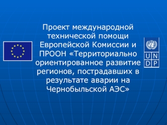 Проект международной технической помощи Европейской Комиссии и ПРООН Территориально ориентированное развитие регионов, пострадавших в результате аварии на Чернобыльской АЭС