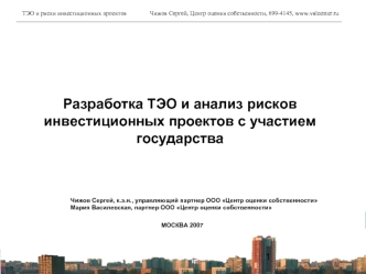 Разработка ТЭО и анализ рисков инвестиционных проектов с участием государства