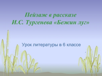 Пейзаж в рассказе И.С. Тургенева Бежин луг