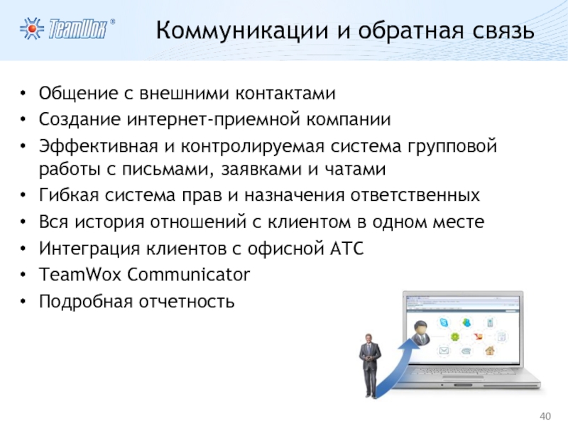 Создание контактов. Обратная связь в общении. Внешние контакты. Управление докладчиком.