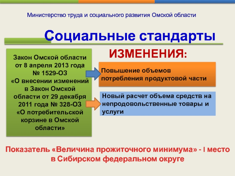 Министерство труда и социального развития Омской области  Социальные стандарты  Закон Омской области