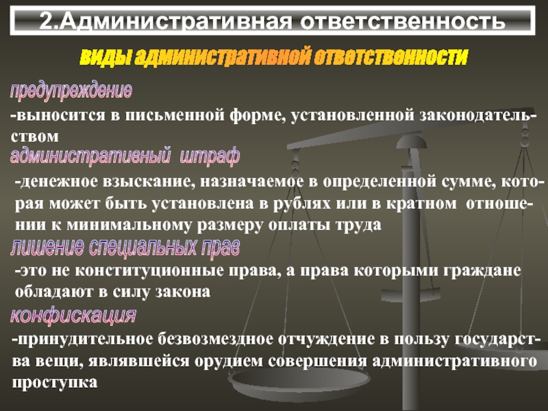 Административные правонарушения и виды административных наказаний презентация