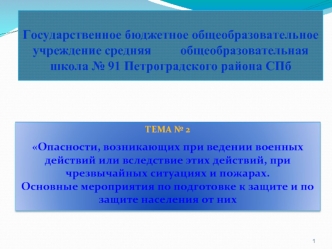 Государственное бюджетное общеобразовательное учреждение средняя         общеобразовательная школа № 91 Петроградского района СПб