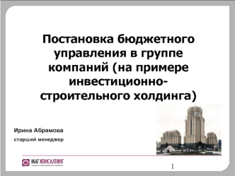 Постановка бюджетного управления в группе компаний (на примере инвестиционно-строительного холдинга)