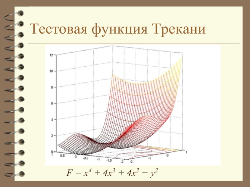 Тестовая функция Трекани F = x4 + 4x3 + 4x2 + y2
