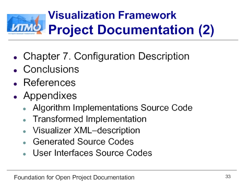 Foundation for Open Project Documentation Visualization Framework Project Documentation (2) Chapter 7.