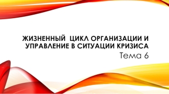 Жизненный цикл организации и управление в ситуации кризиса. (Тема 6)