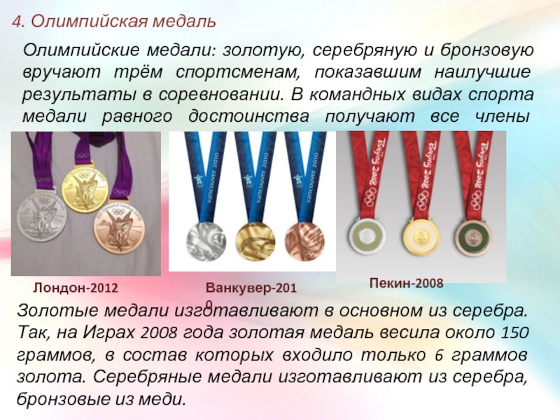 Сколько спортсменов получили медали. Золотые и серебряные Олимпийские медали. Золотая серебряная и бронзовая Олимпийская медаль. Виды Олимпийских медалей. Олимпийские медали презентация.