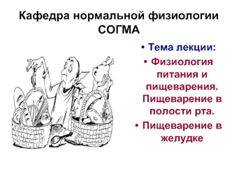 Физиология питания и пищеварения. Пищеварение в полости рта. Пищеварение в желудке