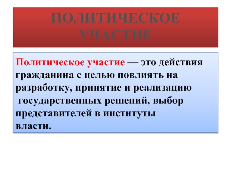 Политическая деятельность политическое участие