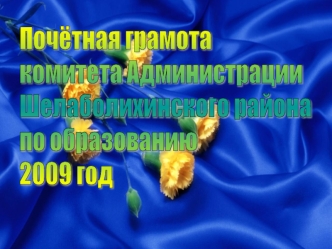 Почётная грамота
комитета Администрации
Шелаболихинского района 
по образованию
2009 год