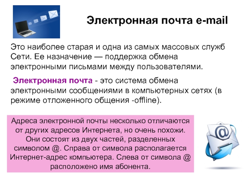 Электронное письмо. Система обмена сообщениями письмами с помощью компьютерных сетей. Какой вид сервиса позволяет обмениваться «электронными письмами».