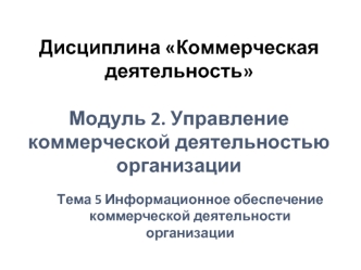 Информационное обеспечение коммерческой деятельности организации