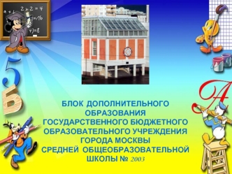 БЛОК  ДОПОЛНИТЕЛЬНОГО ОБРАЗОВАНИЯ 
ГОСУДАРСТВЕННОГО БЮДЖЕТНОГО ОБРАЗОВАТЕЛЬНОГО УЧРЕЖДЕНИЯ  
ГОРОДА МОСКВЫ 
СРЕДНЕЙ  ОБЩЕОБРАЗОВАТЕЛЬНОЙ 
ШКОЛЫ № 2003