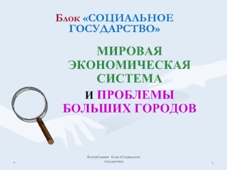 МИРОВАЯ ЭКОНОМИЧЕСКАЯ СИСТЕМА 
И ПРОБЛЕМЫ БОЛЬШИХ ГОРОДОВ