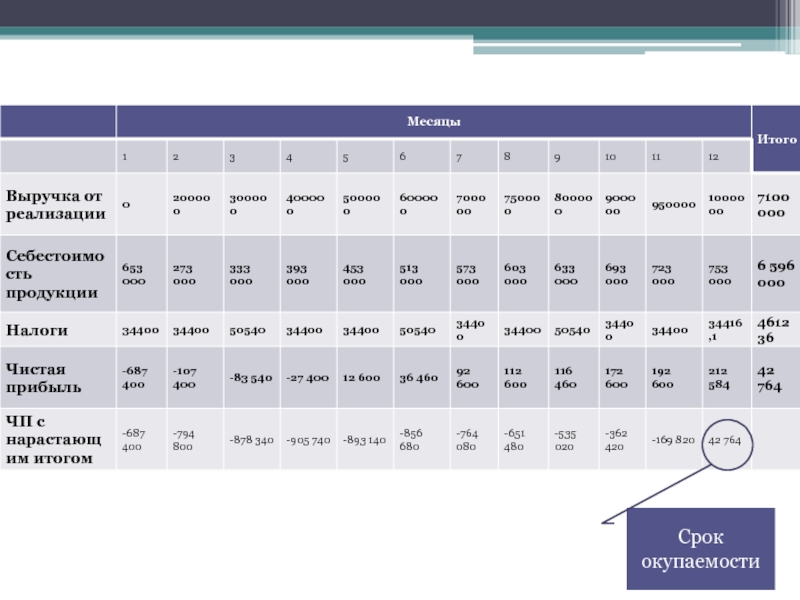Срок окупаемости бизнес плана