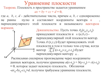 Уравнение плоскости