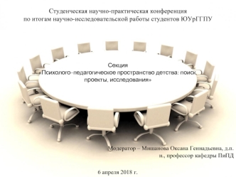 Студенческая научно-практическая конференция. Секция Психолого-педагогическое пространство детства: проекты, исследования