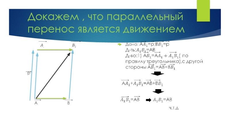 Параллельный перенос презентация. Геометрия движение параллельный перенос. Параллельный перенос доказательство движения. Доказать что параллельный перенос является движением. Докажите что параллельный перенос является движением.