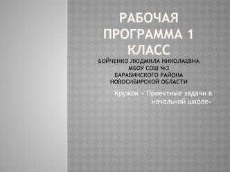 Аттестационная работа. Кружок Проектные задачи в начальной школе