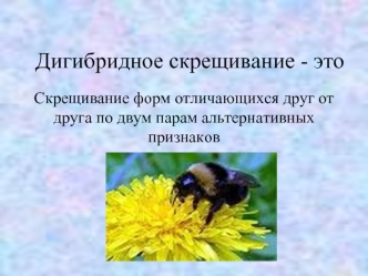 Дигибридное скрещивание - это