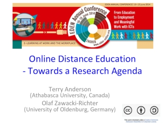 Online Distance Education- Towards a Research Agenda