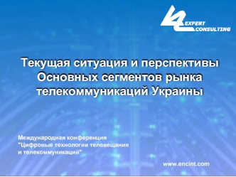 Текущая ситуация и перспективы 
Основных сегментов рынка 
телекоммуникаций Украины