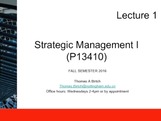 Lecture 1. Strategic management