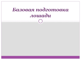 Базовая подготовка лошади