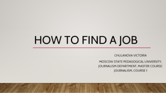 How to find a job presentation