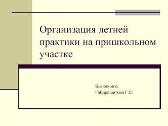 Организация летней практики на пришкольном участке