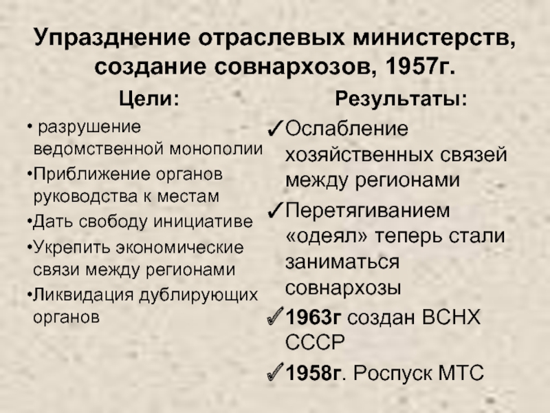 Создание совнархозов 1957