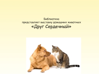 Библиотека  
представляет выставку домашних животных
Друг Сердечный
