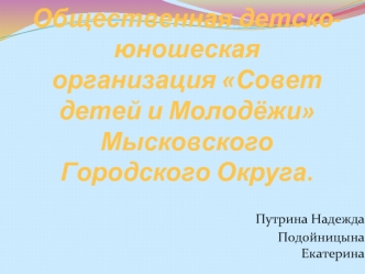 Общественная детско-юношеская организация Совет детей и молодёжи Мысковского городского округа