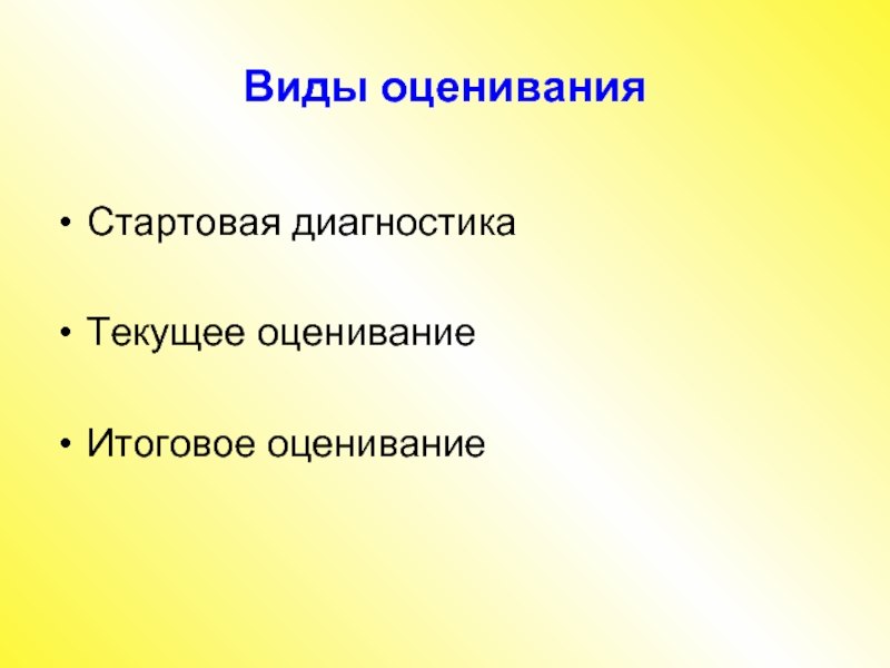 Виды оценивания. 13 Видов оценок.