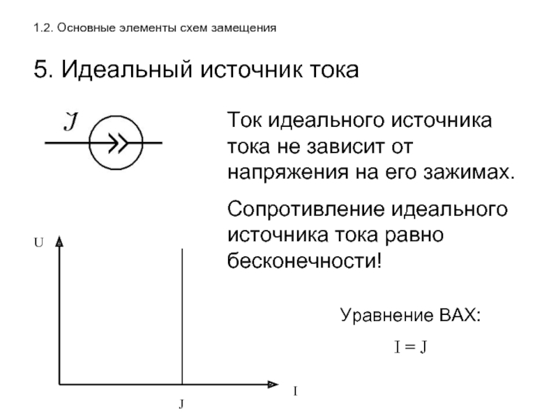 Условное обозначение идеального источника тока на схемах замещения