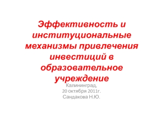 Эффективность и институциональные механизмы привлечения инвестиций в образовательное учреждение