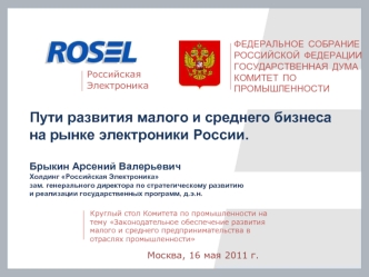 Пути развития малого и среднего бизнеса на рынке электроники России.