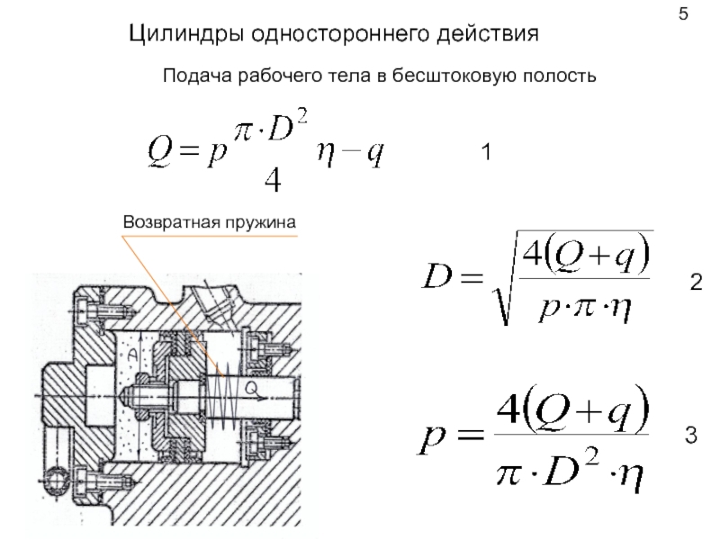 Цилиндр одностороннего действия схема