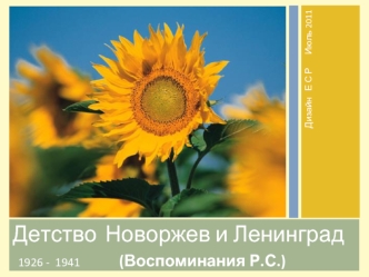 Детство	Новоржев и Ленинград  
  1926 -  1941		     (Воспоминания Р.С.)