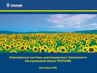 Электронные системы дистанционного банковского обслуживания Банка УРАЛСИББелгород 2008