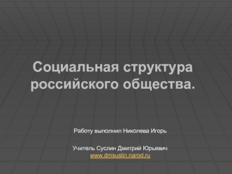 Социальная структура российского общества.