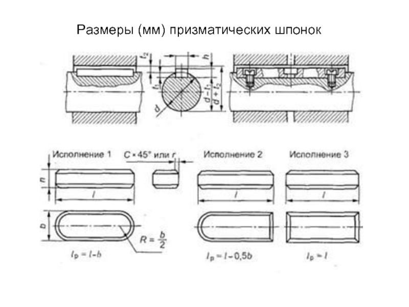 Шпонка призматическая на чертеже