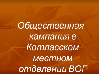 Общественная кампания в Котласском местном отделении ВОГ