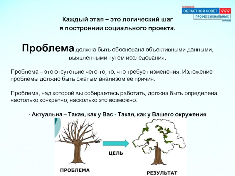 Чем должна быть обоснована проблема проекта