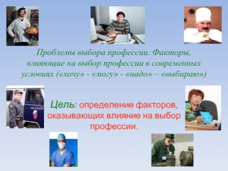 Цель: определение факторов, оказывающих влияние на выбор профессии.