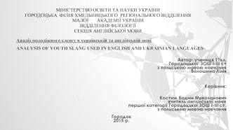 Аналіз молодіжного сленгу в українській та англійській мові