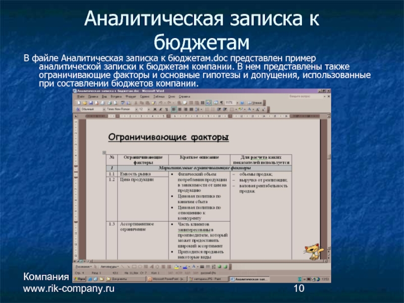 Аналитическая записка по бизнес плану пример написания