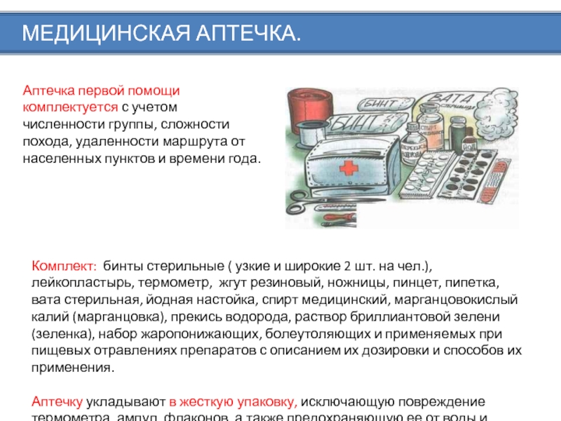 Аптечка первой медицинской помощи презентация