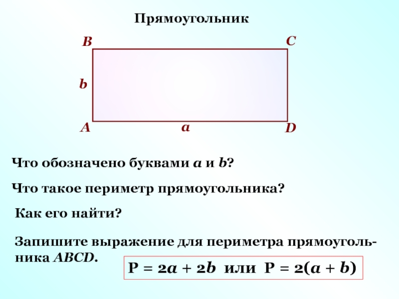 Периметр прямоугольника схема